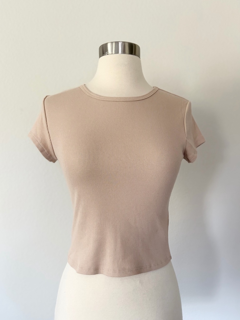 Reformation NWT Muse Fitted Ribbed Tee Sand Small S
